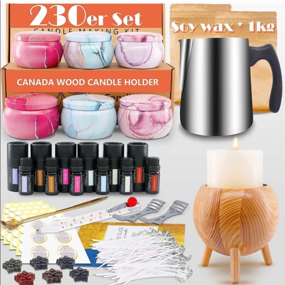 DIY Candle Making Kit|Soy Wax Kit Include Wax,RichScents,Dyes,Wicks,Tins &More